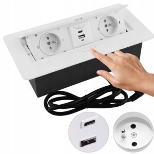 gniazdo wpuszczane w blat 2x230v 2x usb